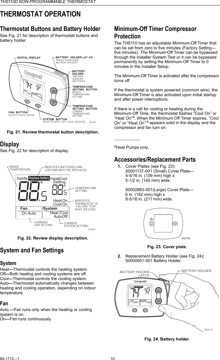 Page 10 of 12 - Honeywell Honeywell-Th5110D-Instruction-Manual- 69-1712  Honeywell-th5110d-instruction-manual