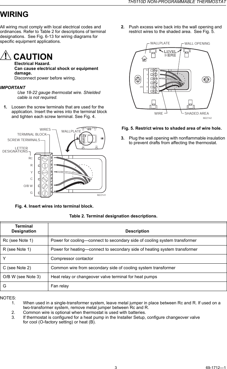 Page 3 of 12 - Honeywell Honeywell-Th5110D-Instruction-Manual- 69-1712  Honeywell-th5110d-instruction-manual