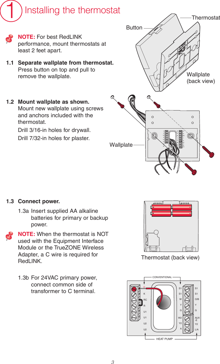 Page 3 of 12 - Honeywell Honeywell-Th8320R-Installation-Guide- 69-2760-01 - VisionPRO® Series With RedLINK™  Honeywell-th8320r-installation-guide