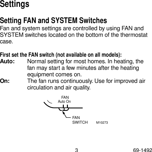 Page 3 of 8 - Honeywell Honeywell-Tradeline-Electronic-Thermostat-Users-Manual- 69-1492  Honeywell-tradeline-electronic-thermostat-users-manual
