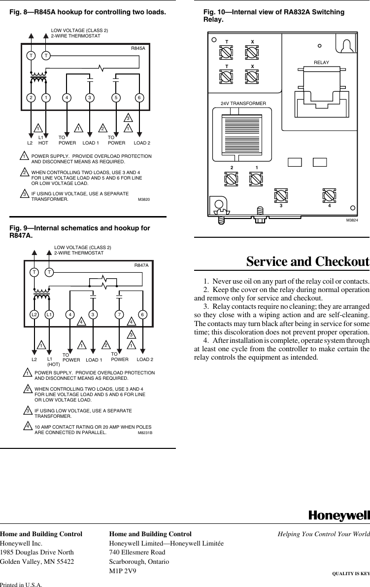 Page 4 of 4 - Honeywell Honeywell-Tradeline-R182J-Users-Manual- 69-0791 - R182J, R482J, R845A, R847A, RA89A, RA832A Switching Relays  Honeywell-tradeline-r182j-users-manual