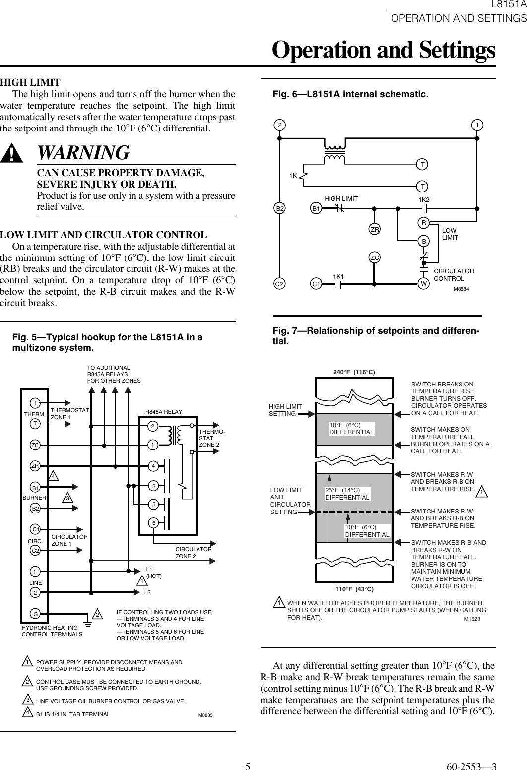 Honeywell Tripleaquastat L8151A Users Manual 60 2553 Triple Aquastat Relay