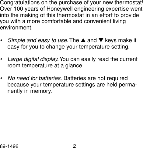 Page 2 of 12 - Honeywell Honeywell-Trol-A-Temp-69-1496-Users-Manual- 69-1193  Honeywell-trol-a-temp-69-1496-users-manual