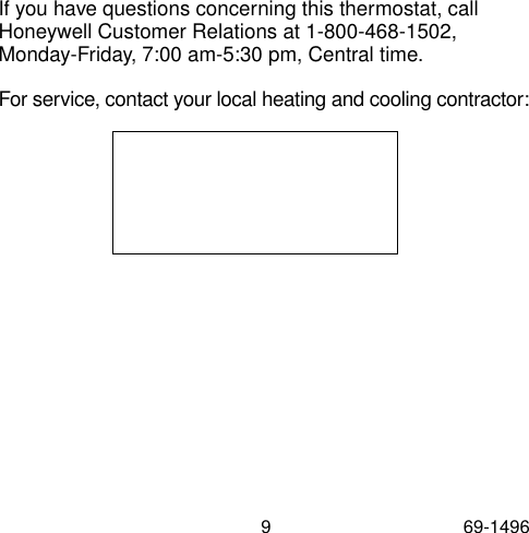 Page 9 of 12 - Honeywell Honeywell-Trol-A-Temp-69-1496-Users-Manual- 69-1193  Honeywell-trol-a-temp-69-1496-users-manual