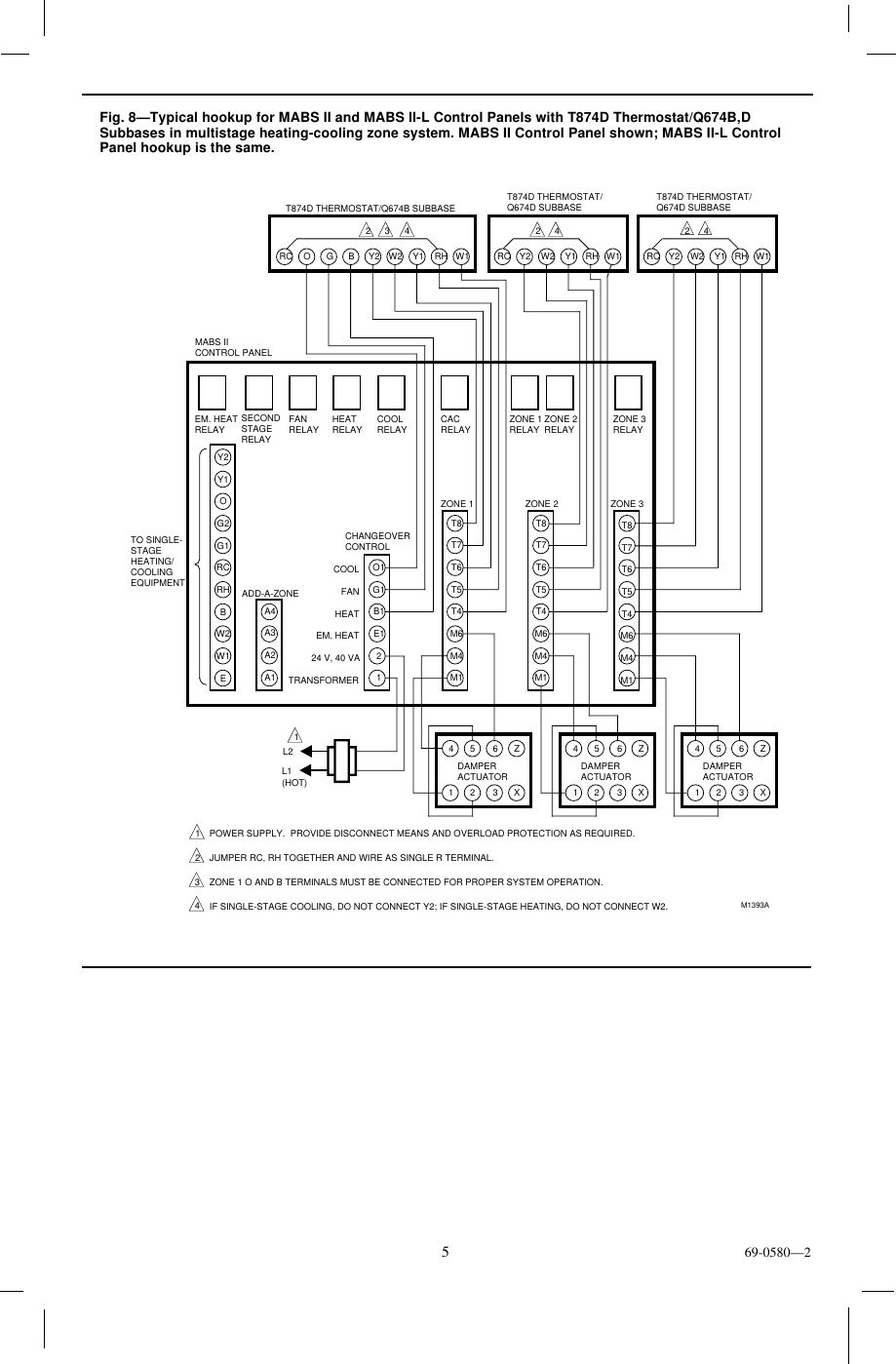 Page 5 of 10 - Honeywell Honeywell-Trol-A-Temp-Q674B-Users-Manual- 69-0580 - T874A,D Zone Thermostats/Q674B,D,E Subbases  Honeywell-trol-a-temp-q674b-users-manual