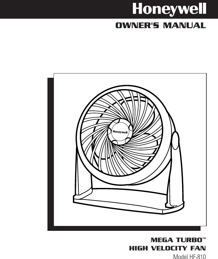 Page 1 of 6 - Honeywell Honeywell-Turbo-Force-Hf-810-Users-Manual- F1003.98 HF-810 OM  Honeywell-turbo-force-hf-810-users-manual