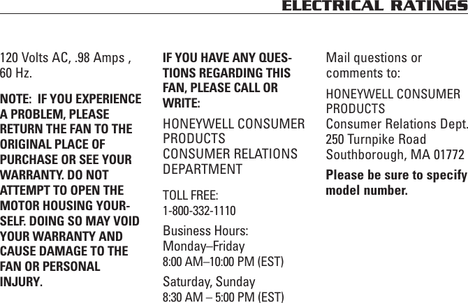 Page 4 of 6 - Honeywell Honeywell-Turbo-Force-Hf-810-Users-Manual- F1003.98 HF-810 OM  Honeywell-turbo-force-hf-810-users-manual