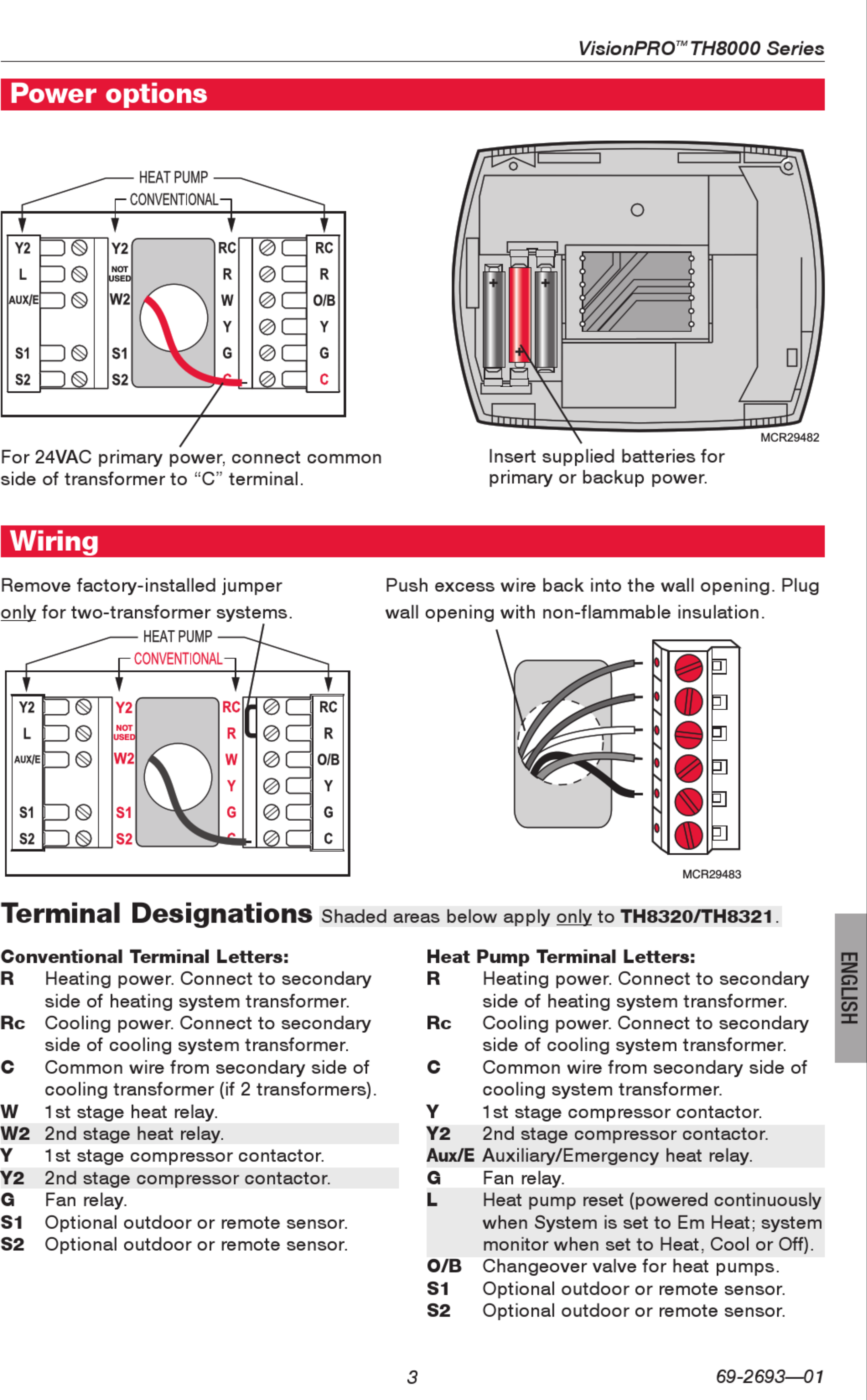 Honeywell Visionpro Th8000 Series Installation Manual 1003127 User