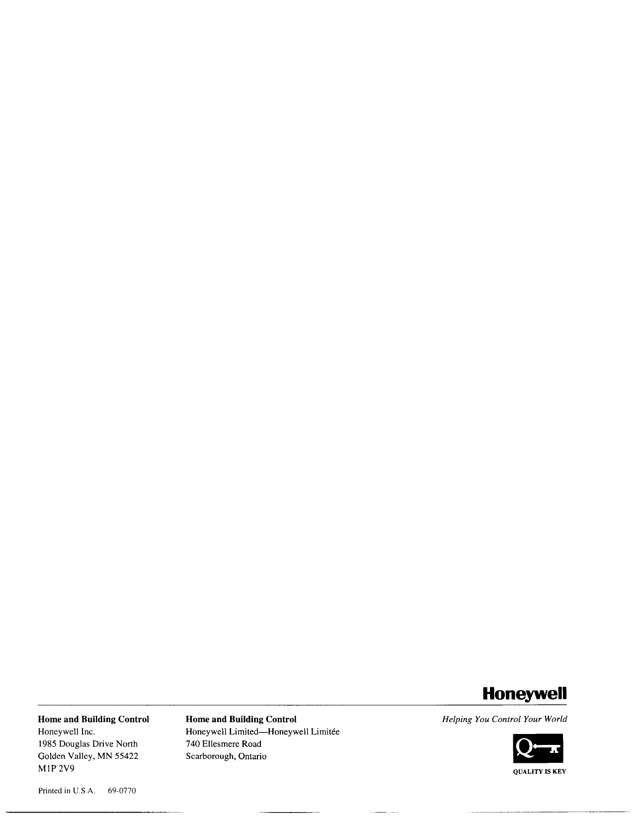 Page 12 of 12 - Honeywell Honeywell-W180-Operators-Manual- 69-0770 W180 Zone Control System  Honeywell-w180-operators-manual