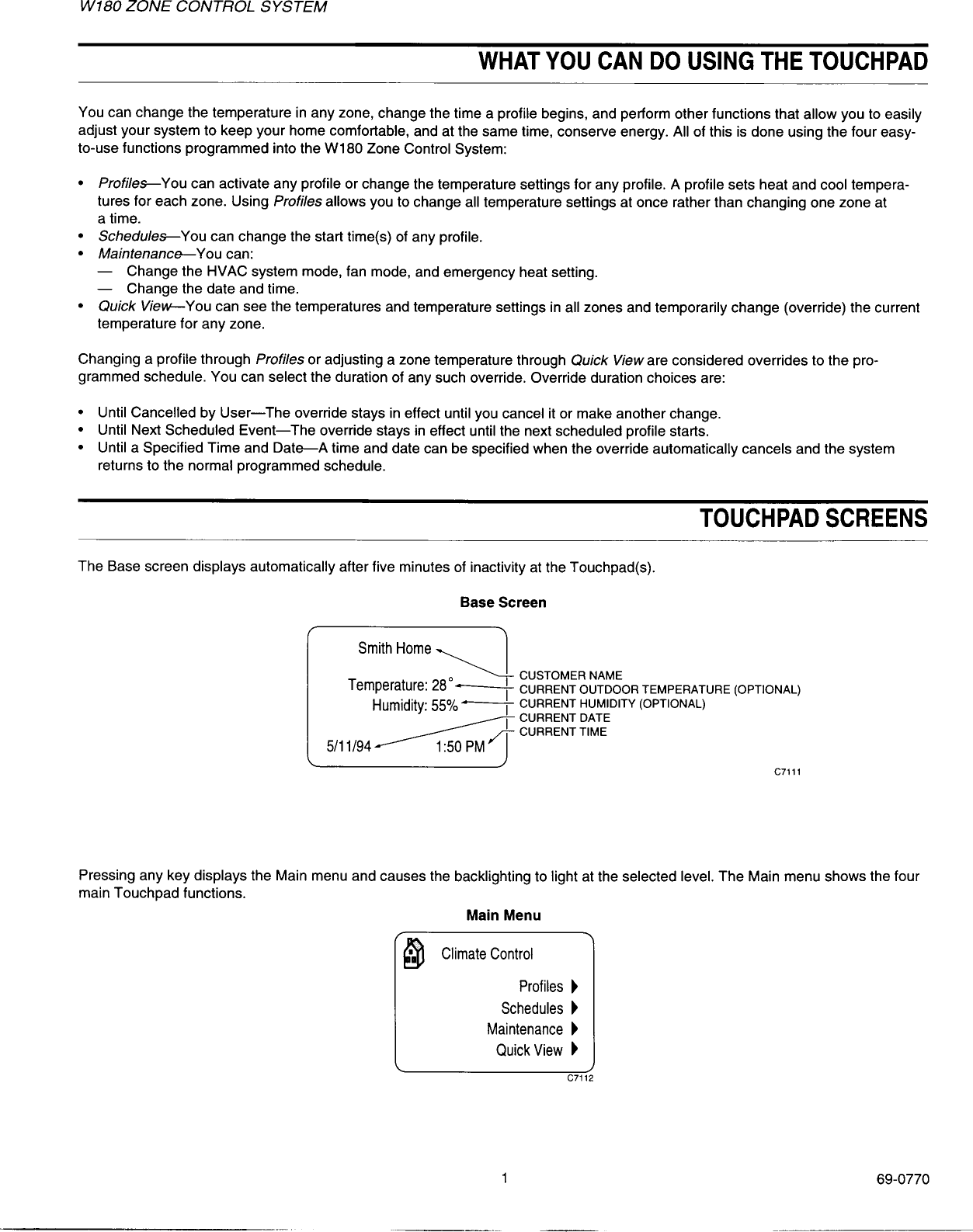 Page 3 of 12 - Honeywell Honeywell-W180-Operators-Manual- 69-0770 W180 Zone Control System  Honeywell-w180-operators-manual