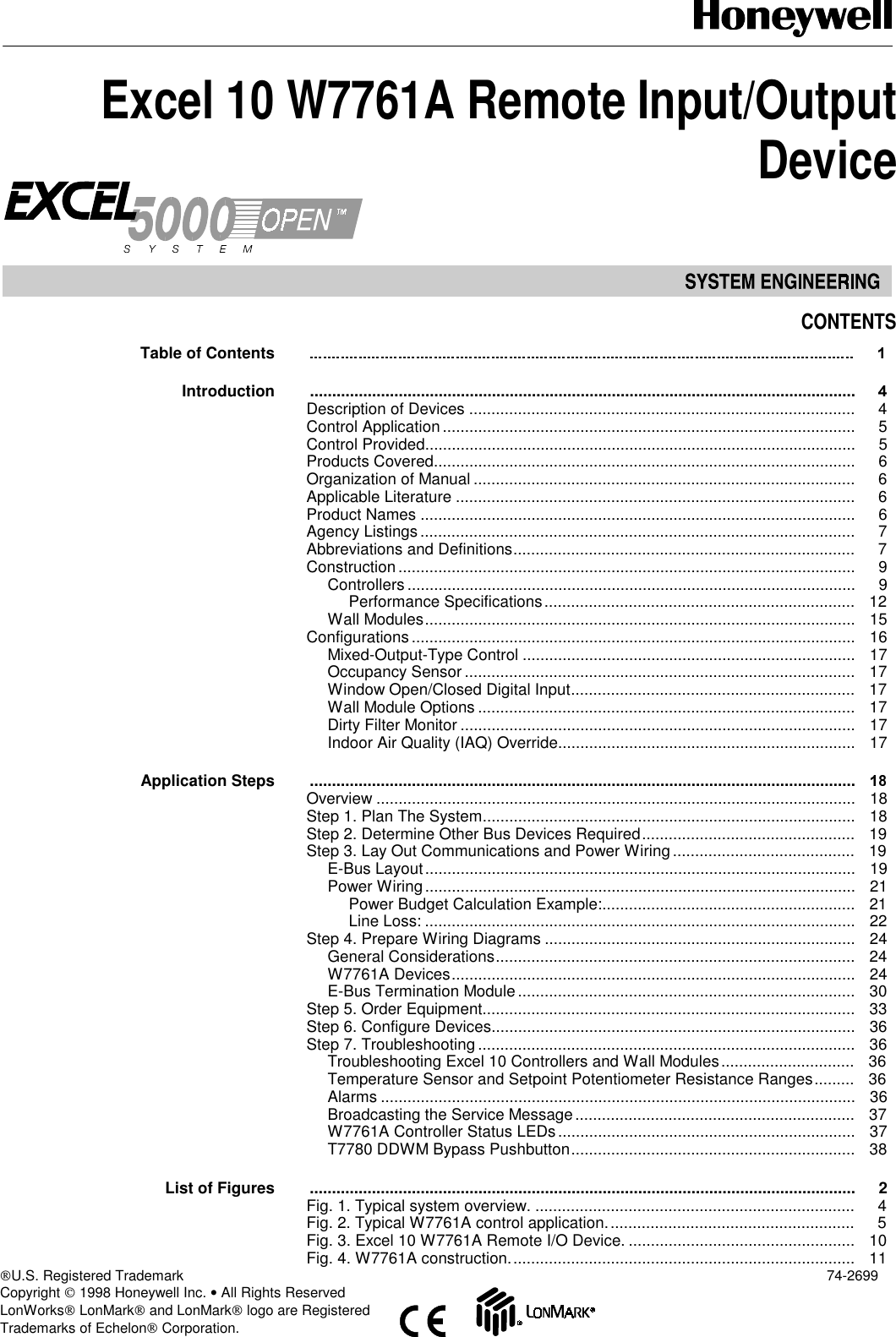 Honeywell W7761A Users Manual