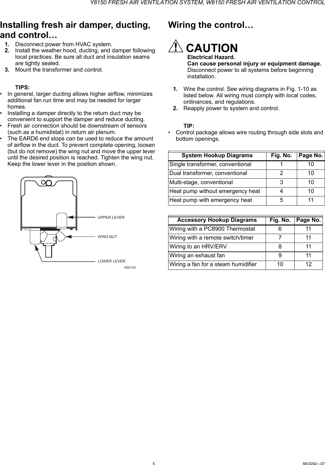 Honeywell W8150 Users Manual 68 0282_D. Y8150 Fresh Air Ventilation ...