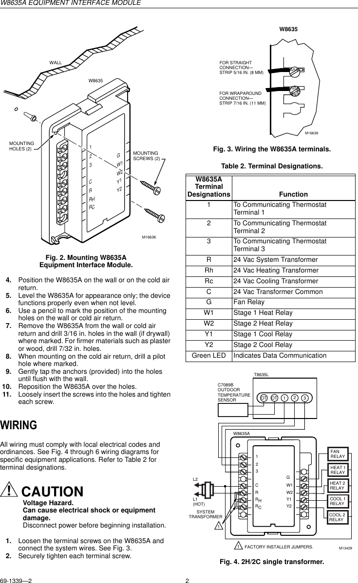Page 2 of 6 - Honeywell Honeywell-W8635A-Users-Manual- 69-1339 - W8635A Equipment Interface Module  Honeywell-w8635a-users-manual