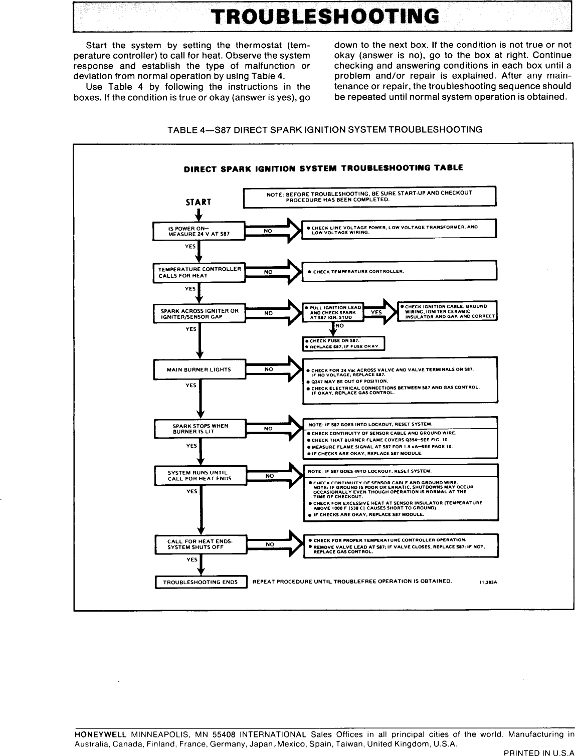 Page 11 of 11 - Honeywell Honeywell-Y343B1002-Users-Manual- 68-0014 - Direct Spark Gas Burner Ignition Package Y343B1002  Honeywell-y343b1002-users-manual