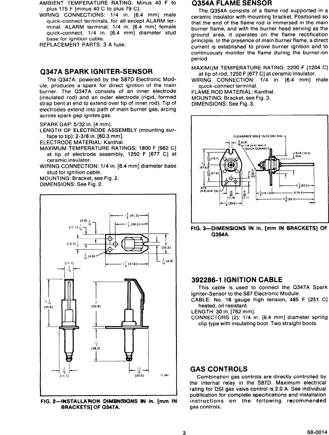 Page 3 of 11 - Honeywell Honeywell-Y343B1002-Users-Manual- 68-0014 - Direct Spark Gas Burner Ignition Package Y343B1002  Honeywell-y343b1002-users-manual