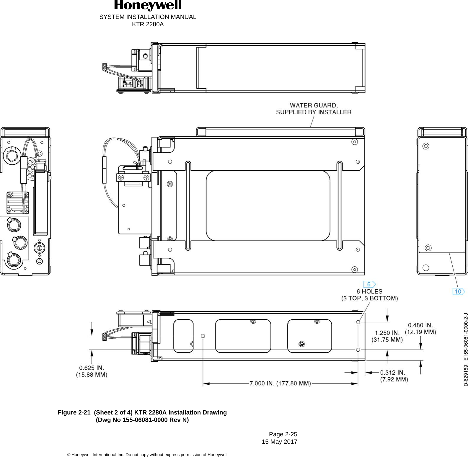 SYSTEM INSTALLATION MANUALKTR 2280APage 2-25 15 May 2017© Honeywell International Inc. Do not copy without express permission of Honeywell.Figure 2-21  (Sheet 2 of 4) KTR 2280A Installation Drawing(Dwg No 155-06081-0000 Rev N)