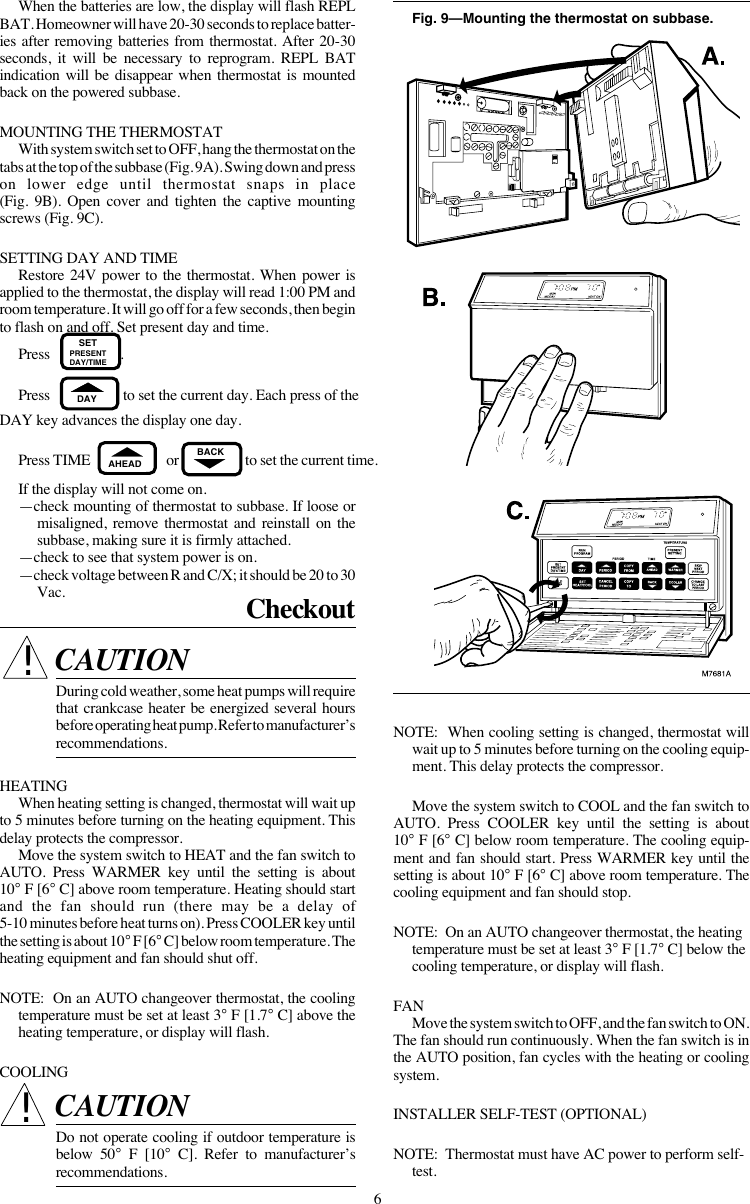 Honeywell T8611G 69 0348 T8611G,R Chronotherm III Fuel Saver Thermostats User Manual To The