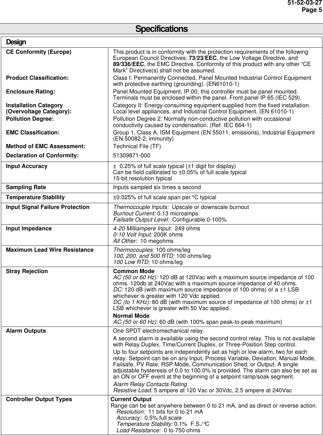 Page 5 of 12 - Honeywell UDC2300 User Manual  To The 6739d5f4-d059-47ac-846c-79b31e2b5baa