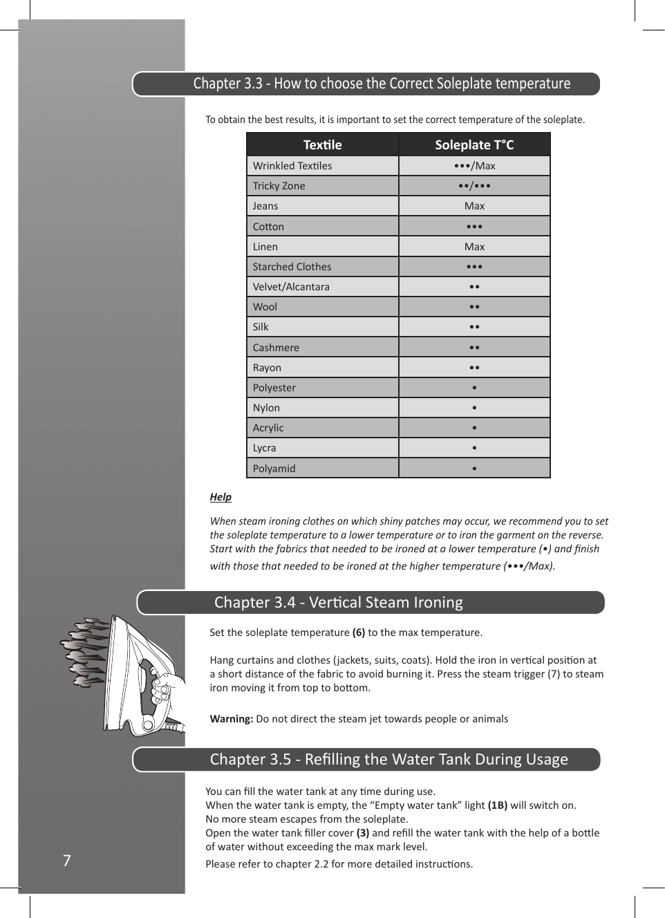 Page 8 of 11 - Hoover IronSteam Steam Generator Iron SFM4002 Instruction Manual - Product Code 39600107 48007881-01-Ironspeed-IM-UK