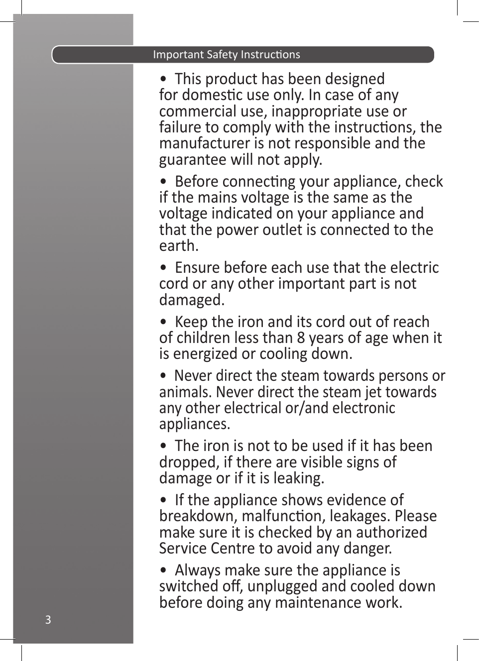 Page 4 of 11 - Hoover IronJet Steam Iron TID2500 Instruction Manual - Product Code 39600131 48011051-IRONjet-UM-UK
