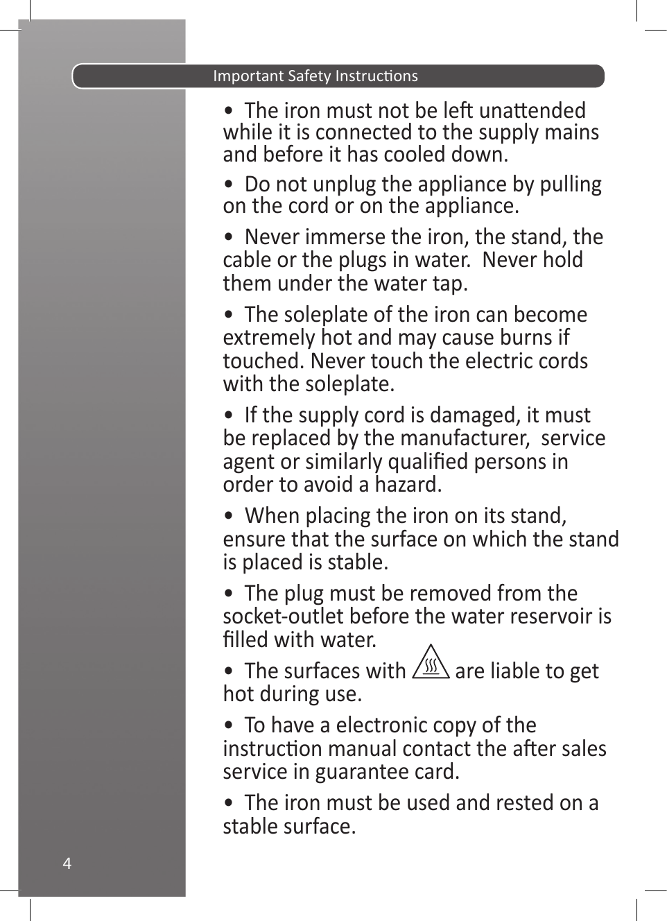 Page 5 of 11 - Hoover IronJet Steam Iron TID2500 Instruction Manual - Product Code 39600131 48011051-IRONjet-UM-UK