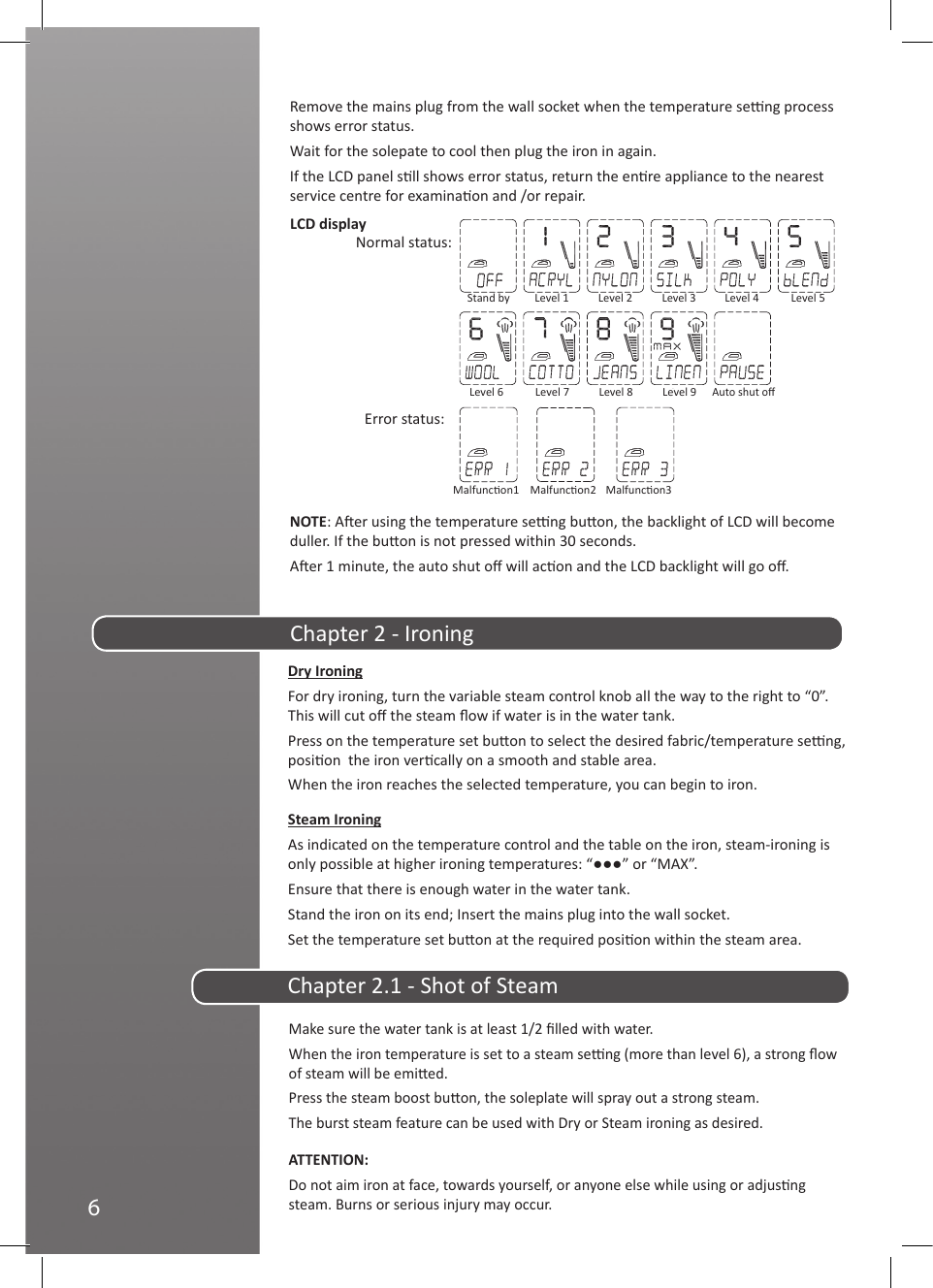 Page 7 of 11 - Hoover IronJet Steam Iron TID2500 Instruction Manual - Product Code 39600131 48011051-IRONjet-UM-UK
