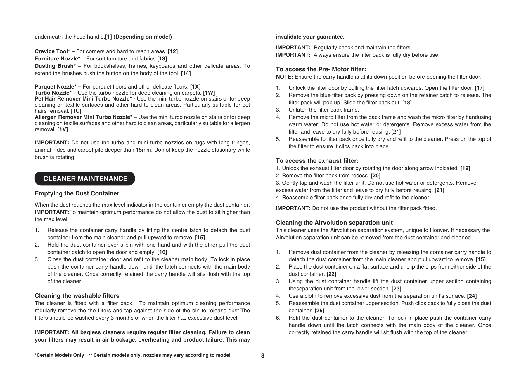 Page 5 of 6 - Hoover 48011352 Xarion Pro IM UK_cover Instruction Manual 48011352-Xarion-pro-IM-UK