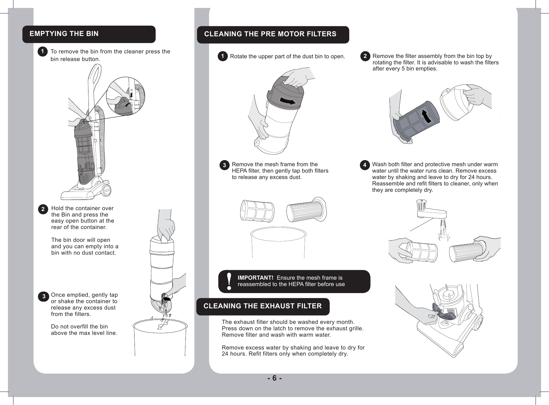Page 6 of 10 - Hoover Smart Bagless Upright Vacuum Cleaner TH71SM01 Instruction Manual - Product Code 39100399 48011551-ERP-Smart-UK-Instruction-Manual