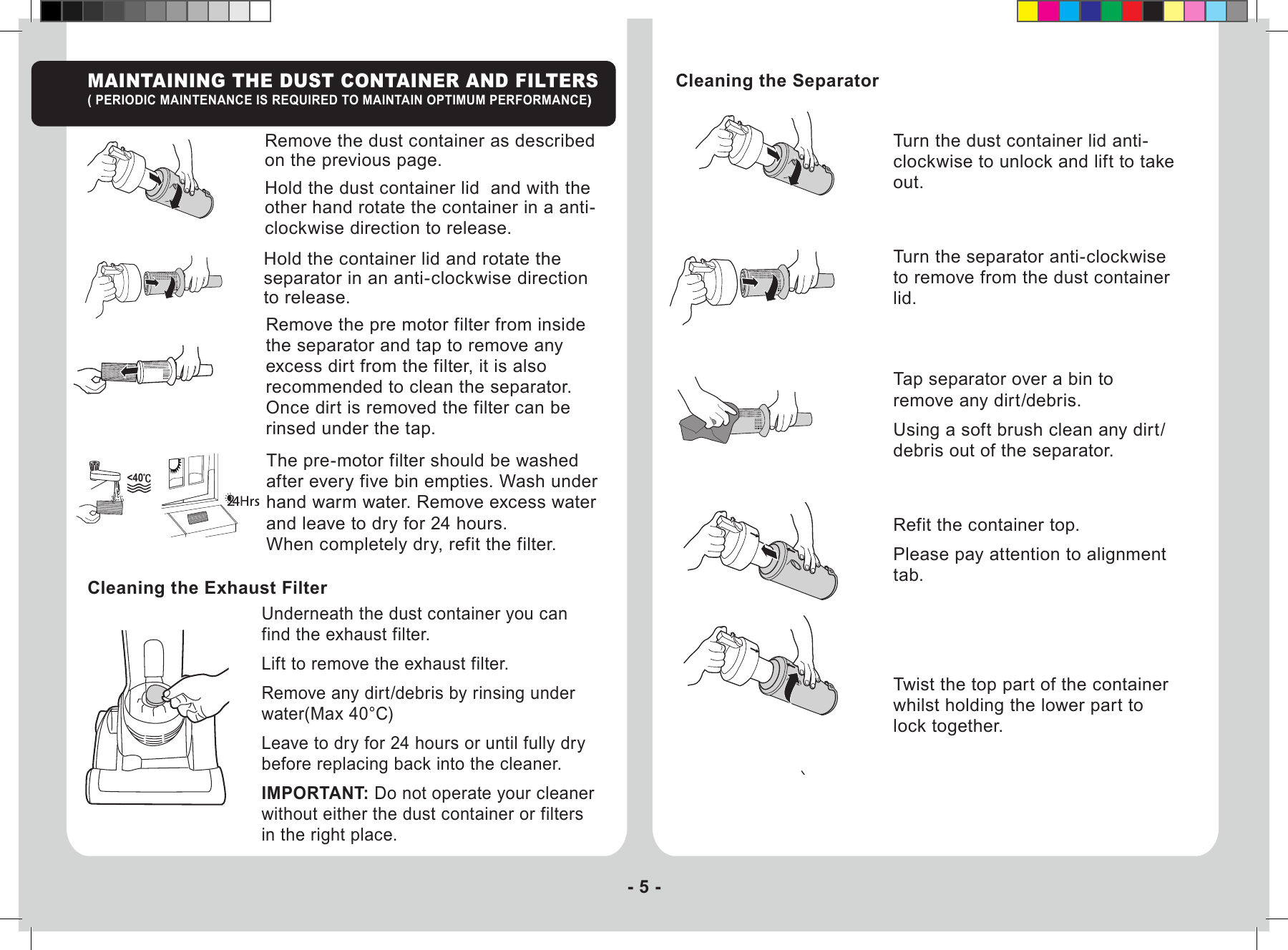 Page 6 of 9 - Hoover Whirlwind Bagless Upright Vacuum Cleaner WR71WR01 Instruction Manual - Product Code 39100460 48017172-01-Whirlwind-IM-UK-updated