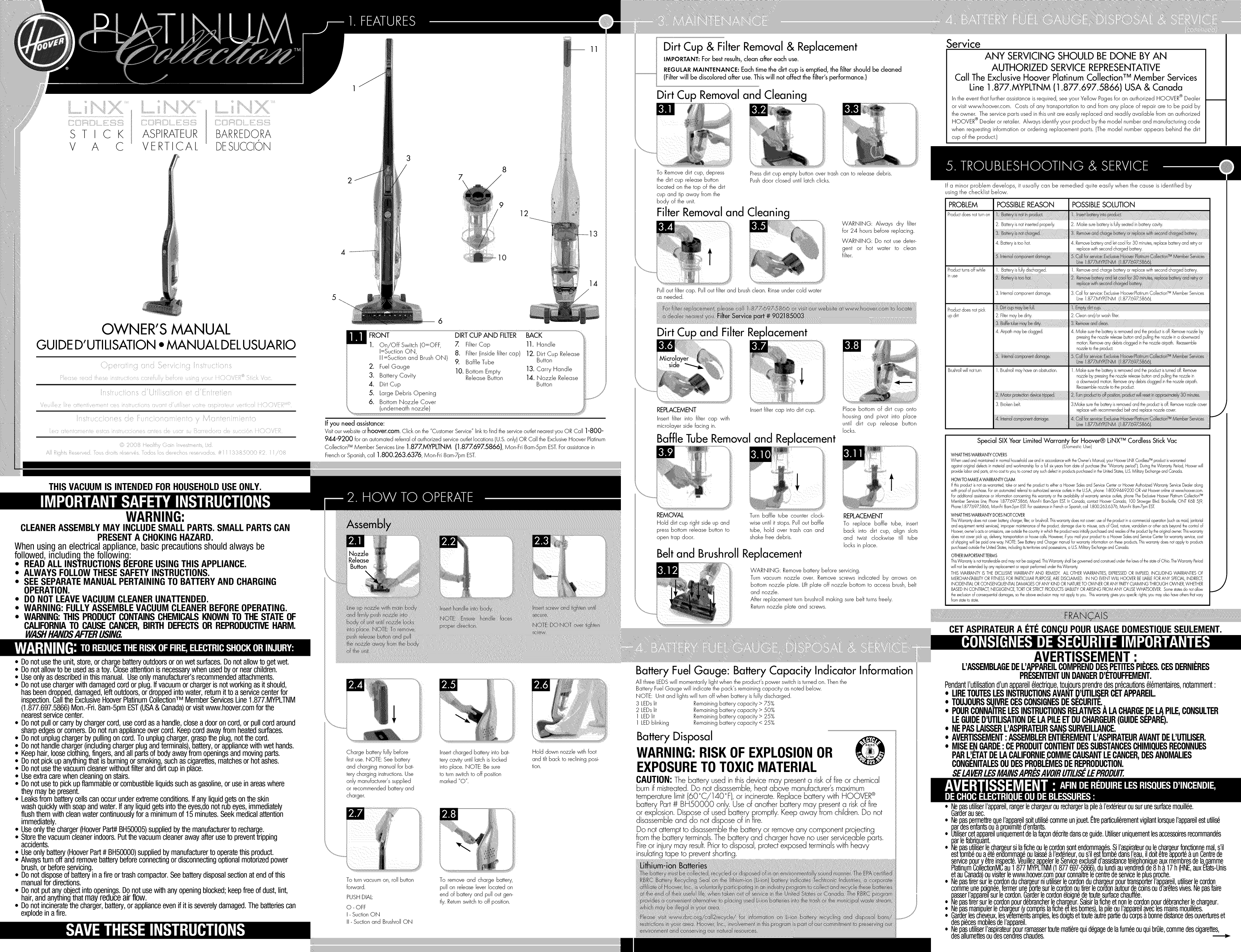 Page 1 of 2 - Hoover BH50010 User Manual  STICK VAC - Manuals And Guides L0903015