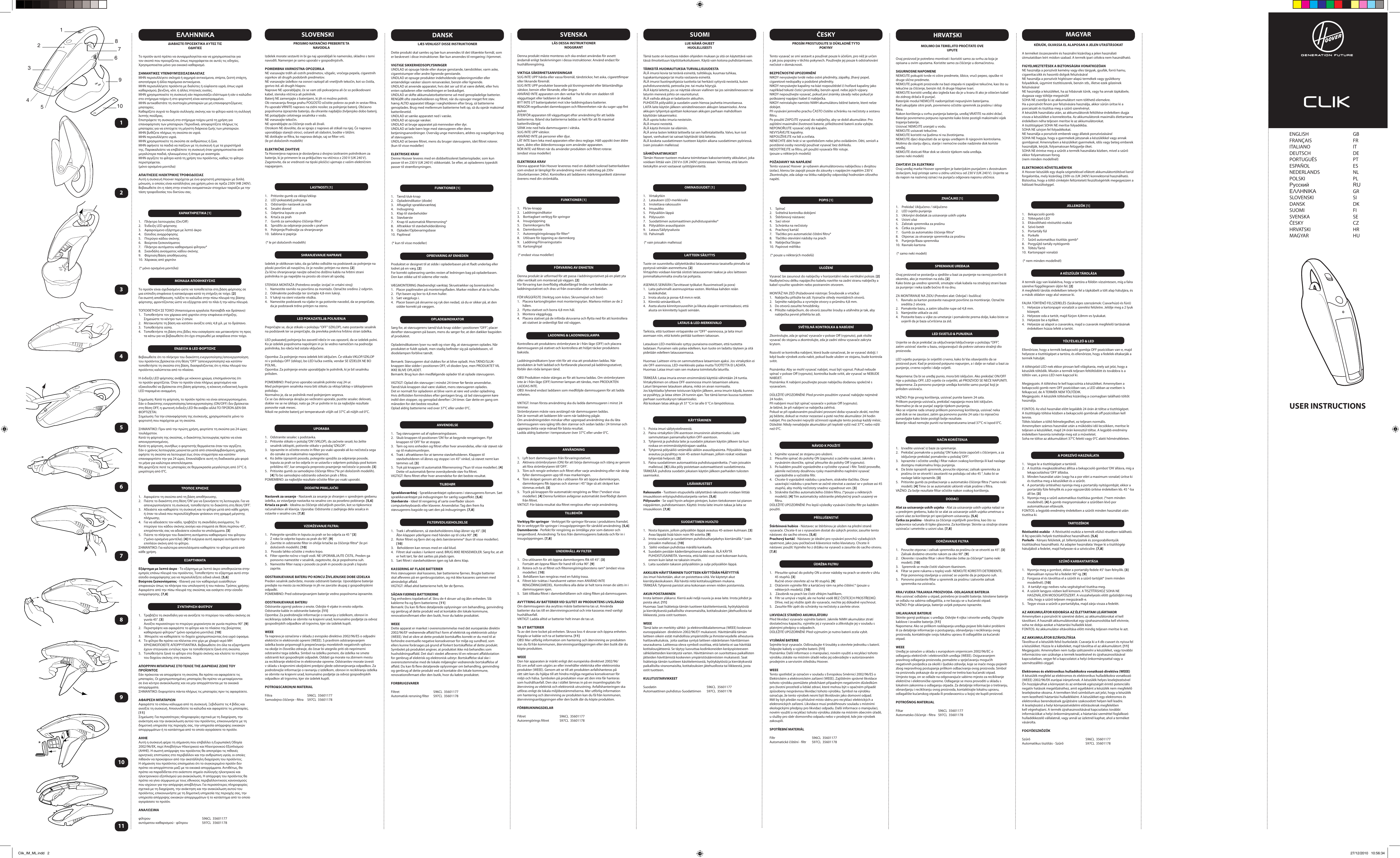 Page 2 of 2 - Hoover Clik Handheld Vacuum Cleaner SC72DWB4 Instruction Manual - Product Code 39300149 CLIK-S