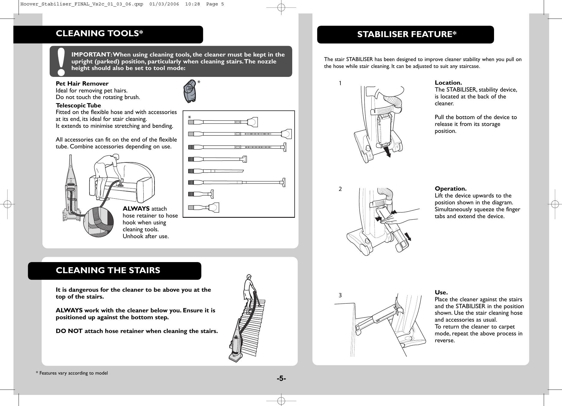 Page 5 of 8 - Hoover Vacuum Cleaner Dust Manager DM4496 Instruction Manual - Product Code 39100102