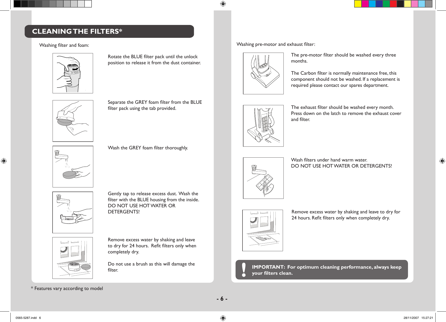 Page 6 of 10 - Hoover Vacuum Cleaner Dust Manager All Floor DM6216 Instruction Manual - Product Code 39100229