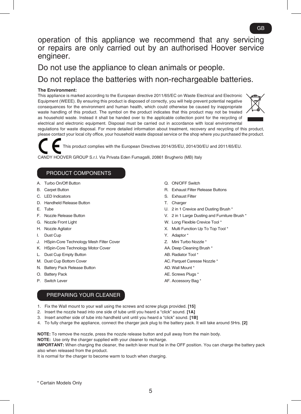 Page 8 of 12 - Hoover Vacuum Cleaner Discovery 22v Lithium Cordless Stick DS22G Instruction Manual - Product Code 39400303 DS22