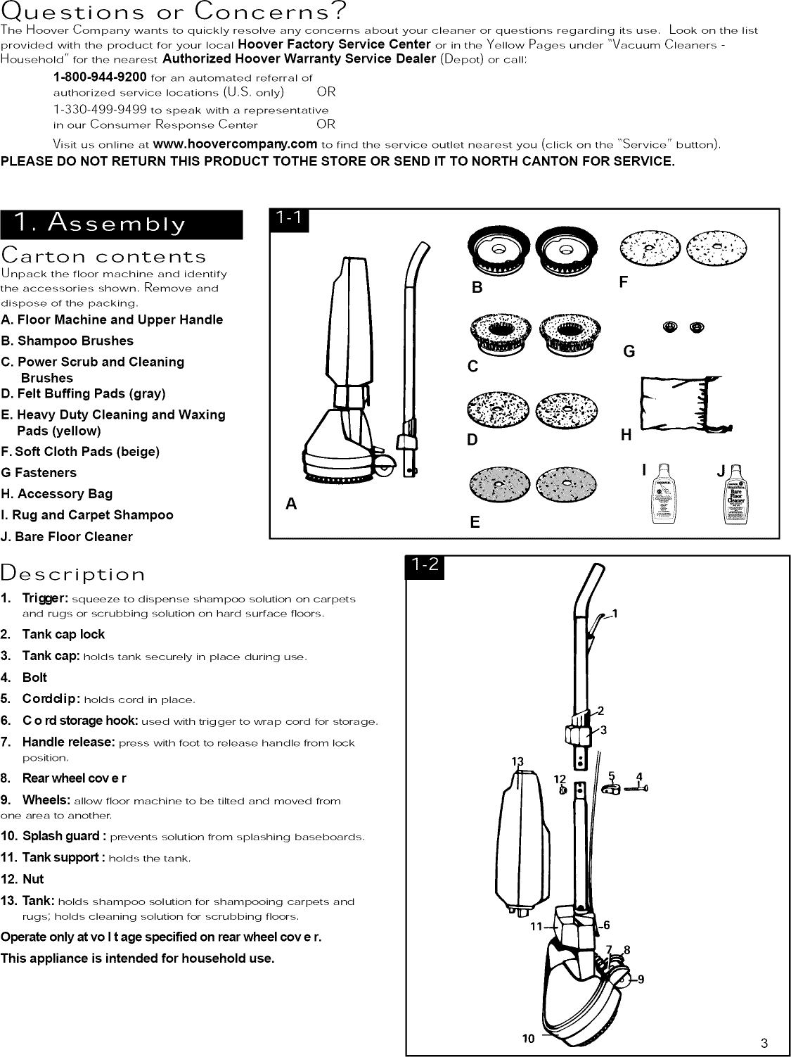 Page 3 of 10 - Hoover F4300 1101334L User Manual POLISHER - Manuals And Guides