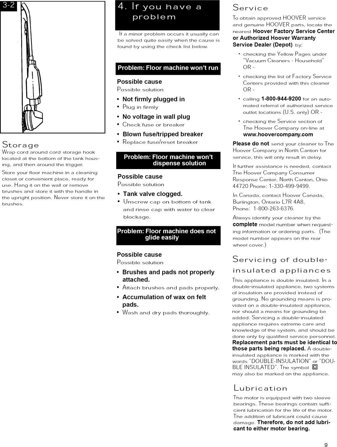 Page 9 of 10 - Hoover F4300 1101334L User Manual POLISHER - Manuals And Guides