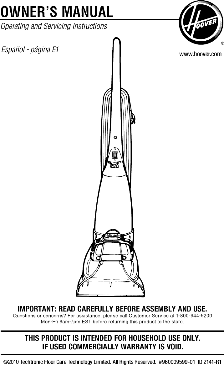 Hoover Steam Vac 12 Amp User Manual