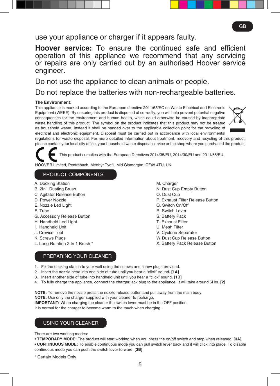 Page 8 of 11 - Hoover Freedom Bagless Cordless Stick Vacuum Cleaner FD22G Instruction Manual - Product Code 39400273 FREEDOM-2in1-IM-ML-with-Li-ion-battery