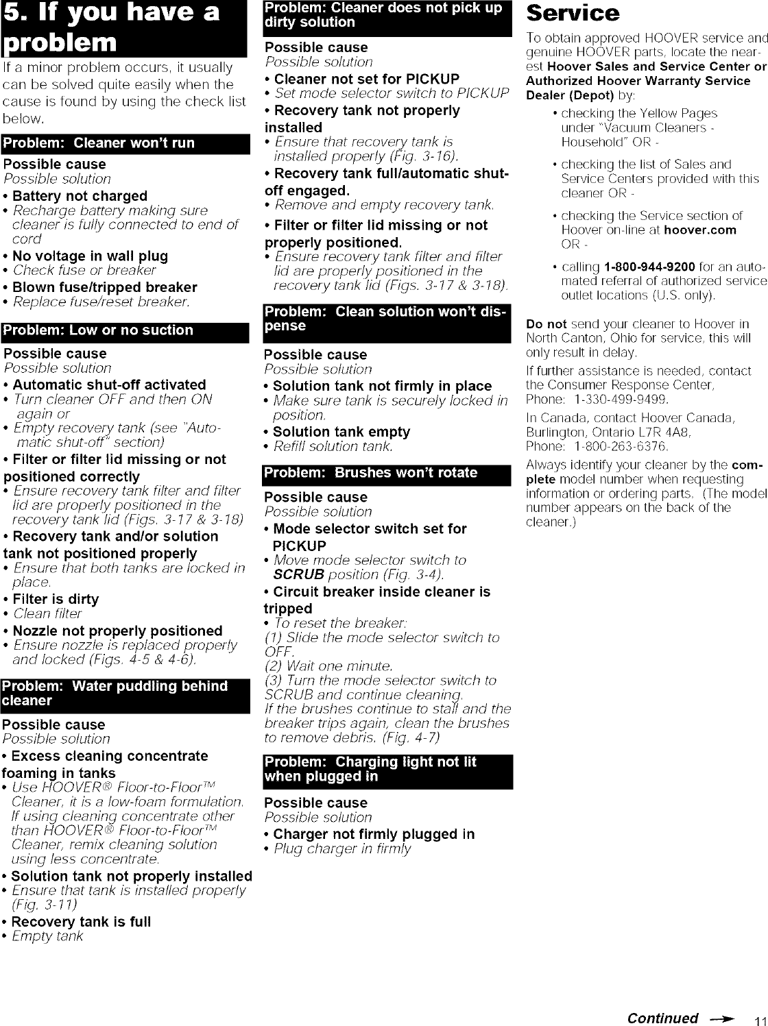 Page 11 of 12 - Hoover H2510 User Manual  CORDLESS POWER MOP - Manuals And Guides L0804035