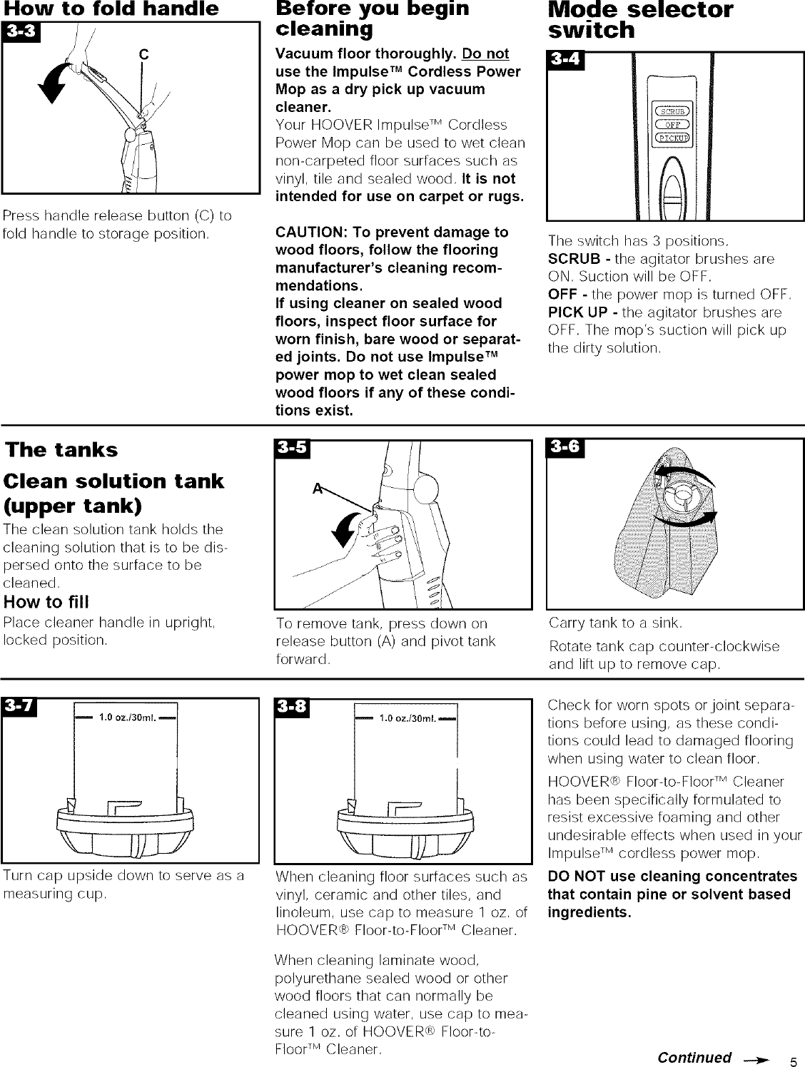 Page 5 of 12 - Hoover H2510 User Manual  CORDLESS POWER MOP - Manuals And Guides L0804035