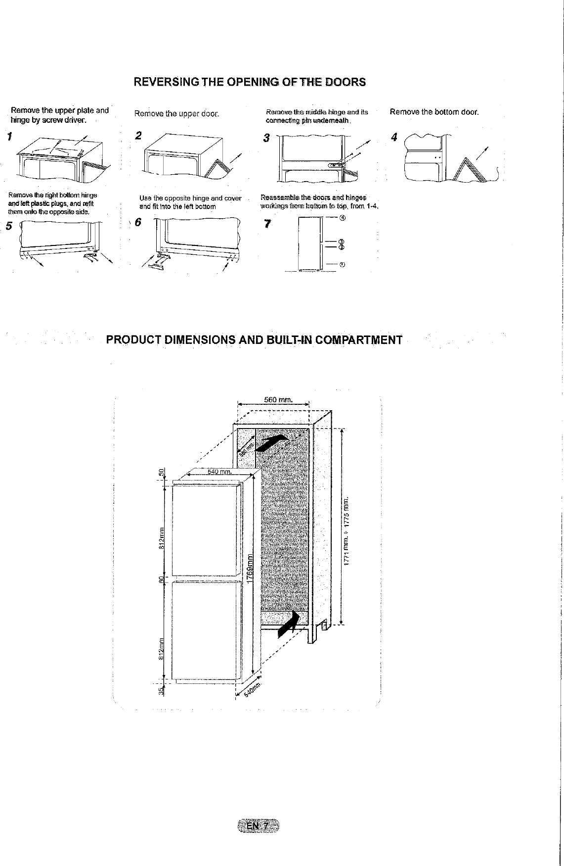 Page 8 of 12 - Hoover Integrated Frost Free Fridge Freezer HBBF 50 UK Instruction Manual - Product Code 34900460 HBBF50UK