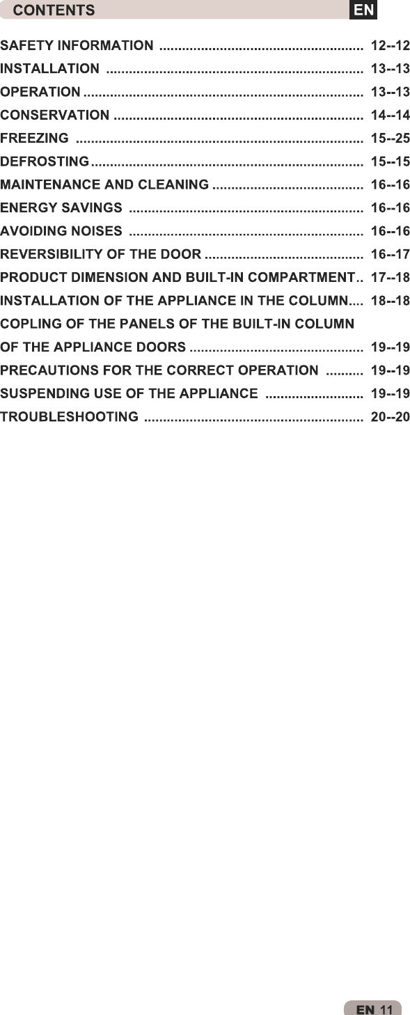 Hoover Integrated Fridge Freezer HBBS 50 UK Instruction Manual Product
