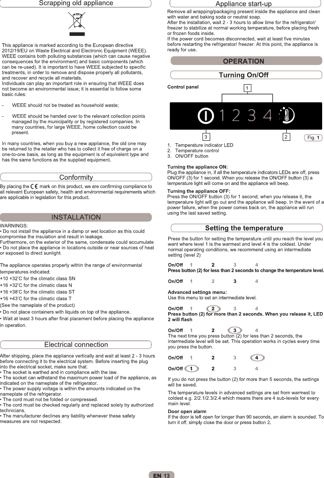 Hoover Integrated Fridge Freezer HBBS 50 UK Instruction Manual Product
