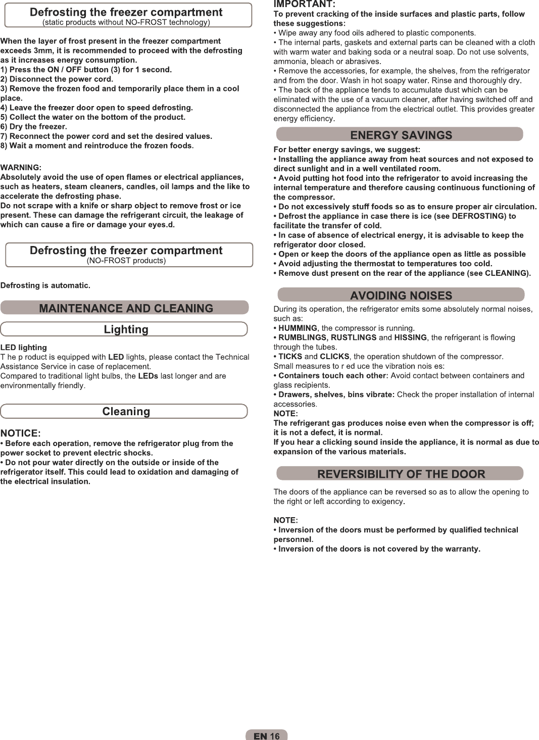 Hoover Integrated Fridge Freezer HBBS 50 UK Instruction Manual Product