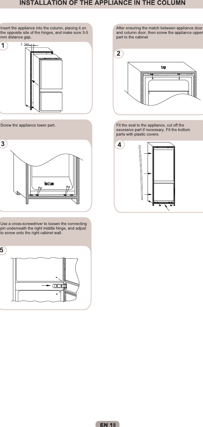 Hoover Integrated Fridge Freezer HBBS 50 UK Instruction Manual Product