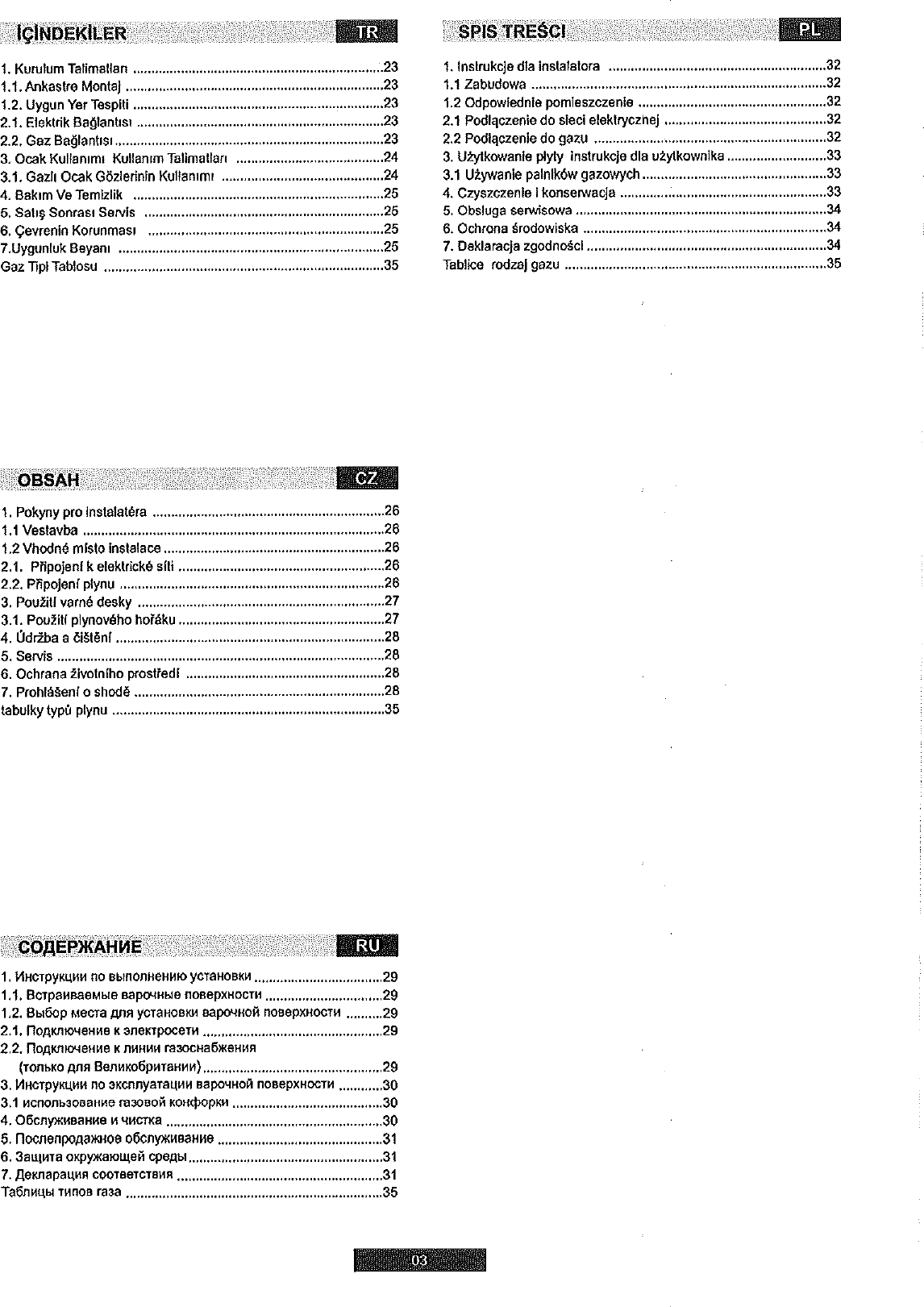 Page 3 of 7 - Hoover Ghisa 3 Burner Gas Hob HF 9 Instruction Manual - Product Code 33800864 HF9