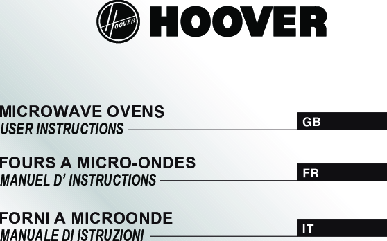 Hoover Microwave Oven \u0026 Grill HMG201X Instruction Manual Product Code  38900106