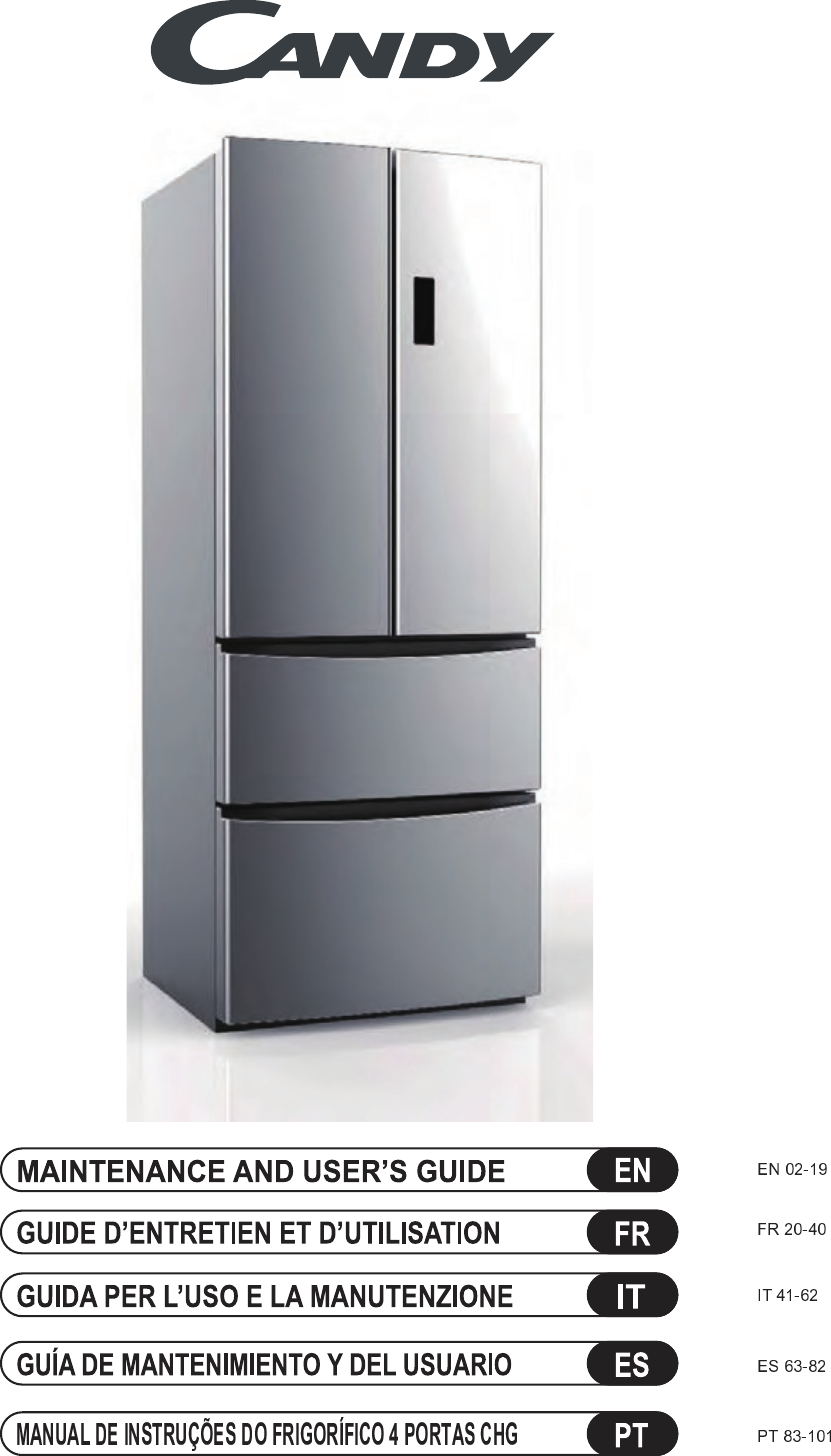 Hoover 4 X American Style Fridge Freezer HMN7182IXK/1 Instruction