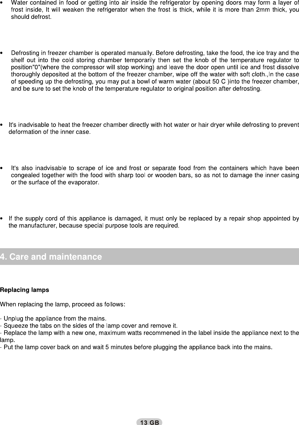 Page 5 of 8 - Hoover Fridge Freezer Dynamic HSC17155BE Instruction Manual - Product Code 34001797 HSC17155
