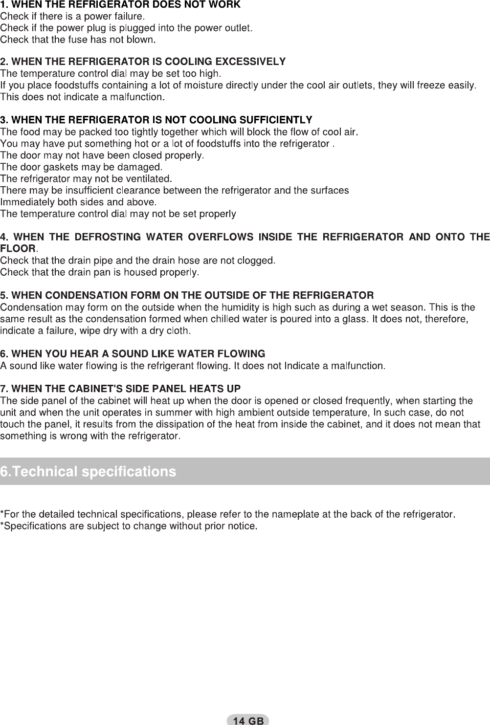 Page 6 of 8 - Hoover Fridge Freezer Dynamic HSC17155BE Instruction Manual - Product Code 34001797 HSC17155